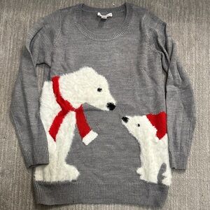 Maternity Gray Sweater with Polar Bear Design